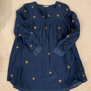 Long Sleeve navy blue and gold stars swing dress